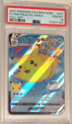 2021 Pokemon SWSH Celebrations PSA 10 Flying Pikachu VMAX FULL ART Holo #007 - Image 1