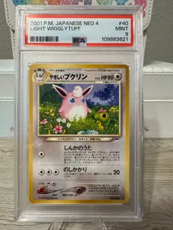 Pokemon PSA 9 MINT JAPANESE Light Wigglytuff (やさしいフクリン) No 040 Neo 4 2001 S#6426 - Image 1