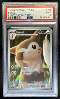 2025 Pokemon Journey Together Furret Illustration Rare #168/159 PSA 9 - Image 1