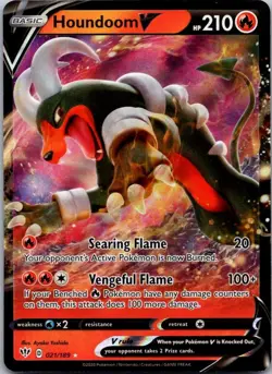 Houndoom V 021/189 Holo Rare V Darkness Ablaze Pokemon NM - Image 1