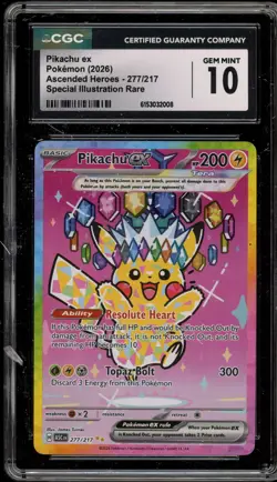 Pokemon Pikachu ex Ascended Heroes Special Illustration Rare #277 CGC 10 - Image 1