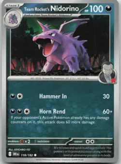 Team Rocket's Nidorino 118/182 Common Destined Rivals Pokemon Near Mint - Image 1