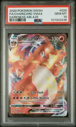 2020 POKEMON SWORD & SHIELD DARKNESS ABLAZE #020 FULL ART/CHARIZARD VMAX PSA 10 - Image 1