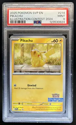 2025 Pokemon SV Black Star Promos Pikachu Illustration Contest 2024 214 PSA 9 - Image 1