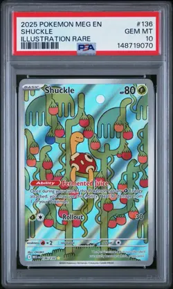 Shuckle 136/132 2025 Pokemon Mega Evolution Illustration Rare PSA 10 GEM MINT - Image 1