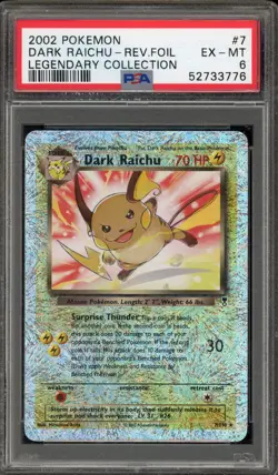 Pokemon Dark Raichu Legendary Coll. Reverse Holo Rare #7 PSA 6 - Image 1