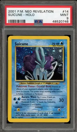 Pokemon Suicune Neo Revelation Unlimited Holo Rare #14 PSA 9 Mint - Image 1