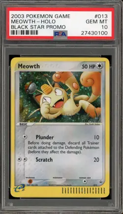 Pokemon Meowth Black Star Holo Promo #013 PSA 10 Gem Mint - Image 1