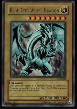 Blue-Eyes White Dragon LOB-001 WAVY Unlimited Ultra Rare YU-GI-OH - Image 1