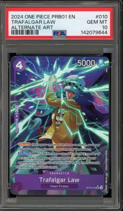 One Piece CCG Trafalgar Law PRB01 Alternate Art ST10-010 PSA 10 Gem Mint - Image 1