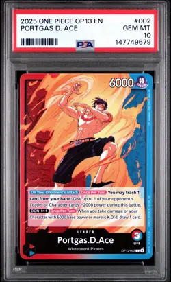 2025 ONE PIECE OP13-CARRYING ON HIS WILL #002 PORTGAS D. ACE PSA 10 - Image 1