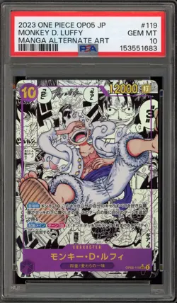 One Piece CCG Monkey.D.Luffy Japanese Manga Alternate Art OP05-119 PSA 10 - Image 1