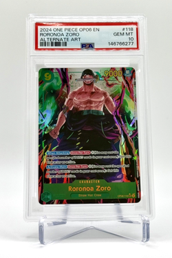 2024 ONE PIECE OP06-WINGS OF THE CAPTAIN ALTERNATE ART #118 RORONOA ZORO PSA 10 - Image 1