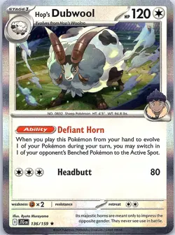 Hop’s Dubwool 136/159 Holo Rare Journey Together Pokemon - Image 1