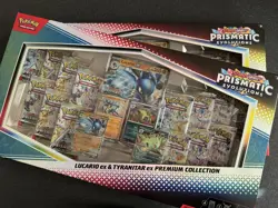 Pokemon Prismatic Evolutions Lucario EX and Tyranitar EX Premium Collection 2x - Image 1