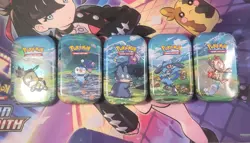 EMPTY Sinnoh Stars Pokemon TCG Complete 5 Mini Tin Set with Cards and Coin - Image 1