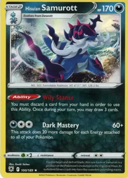Pokemon Hisuian Samurott 100/189 Astral Radiance Holo Rare - Image 1