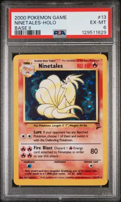 Base Set 2 Ninetales Holo (PSA 6) 13/130 Pokemon Card WOTC 1999 - Image 1
