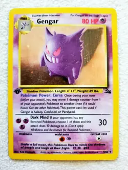 1st Edition GENGAR #5 5/62 Pokemon TCG Fossil Holo Rare Card WOTC 1999 G2 - Image 1