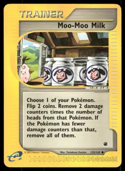 Pokemon Cards Moo-Moo Milk 155/165 Expedition Base Set Common LP - Image 1