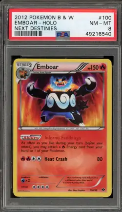 Pokemon Emboar Next Destines Holo Secret Rare #100 PSA 8 - Image 1