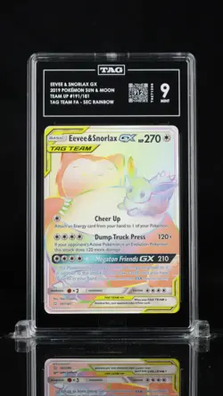 Pokemon Eevee & Snorlax GX Team Up Secret Rare Full Art #191 TAG 9 Mint PSA - Image 3