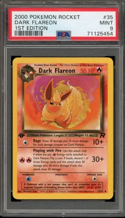 Pokemon Dark Flareon Team Rocket 1st Edition #35 PSA 9 Mint - Image 1