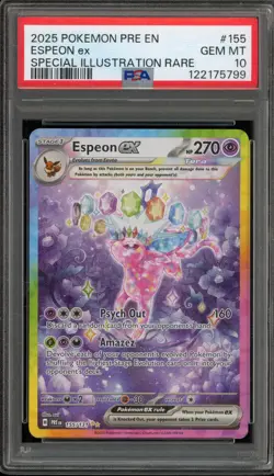 Pokemon Espeon ex Prismatic Evolutions Special Illustration Rare #155 PSA 10 - Image 1