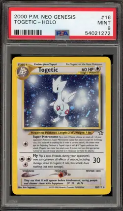 Pokemon Togetic Neo Genesis Unlimited Holo Rare #16 PSA 9 Mint - Image 1