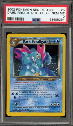 Pokemon Dark Feraligatr Neo Destiny Unlimited Holo Rare #5 PSA 10 Gem Mint - Image 1