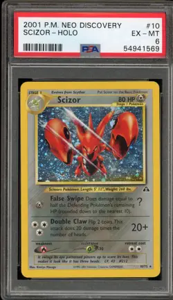 Pokemon Scizor Neo Discovery Unlimited Holo Rare #10 PSA 6 - Image 1