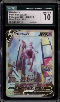 Pokemon Mewtwo V Pokemon Go Full Alt Art #072 CGC 10 Gem Mint - Image 1