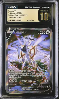 CGC Pristine 10 Arceus V 166/172 Alternate Art Brilliant Stars Pokemon Card - Image 1
