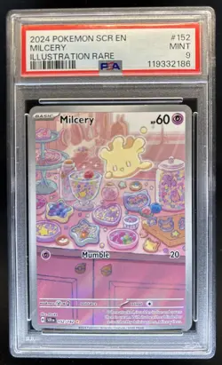 2024 Pokemon Stellar Crown Milcery Illustration Rare #152/142 PSA 9 - Image 1