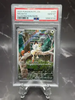 Meowth 106/094 Illustration Rare 2025 Pokemon Phantasmal Flames PSA 10 Gem Mint - Image 1