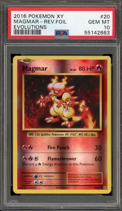 Pokemon Magmar XY Evolutions Reverse Holo #20 PSA 10 Gem Mint - Image 1