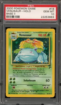 Pokemon Venusaur Base Set 2 Holo Rare #18 PSA 10 Gem Mint - Image 1