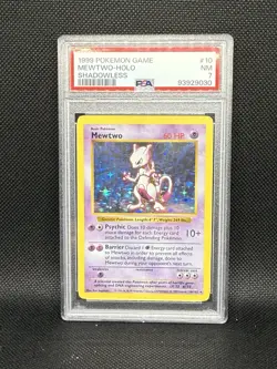 Pokemon TCG Mewtwo Holo Base Set Shadowless 10/102 PSA 7 - Image 1
