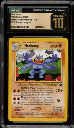 Pokemon Machamp Pokemon League Black Star Promo #43 CGC 10 Pristine - Image 1