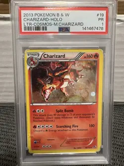 2013 Pokemon Black & White Charizard Holo Cosmos PSA 1 SWIRL! 19/113 - Image 1
