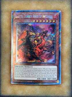Yugioh Blaster, Dragon Ruler of Infernos RA03-EN010 Platinum Secret Rare 1st NM - Image 1