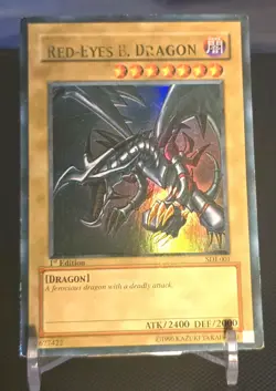 Yu-Gi-Oh! TCG Red-Eyes Black Dragon SDJ-001 Vintage Holo Rare 1st Edition LP - Image 1