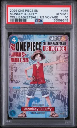 2026 One Piece EN College Basketball US Voyage #055 Monkey D Luffy PSA 10 - Image 1