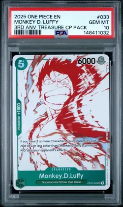 Monkey D. Luffy PSA 10 2025 One Piece 3rd Anniversary Treasure Campaign #033 - Image 1