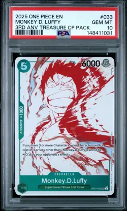 Monkey D. Luffy PSA 10 2025 One Piece 3rd Anniversary Treasure Campaign #033 - Image 1