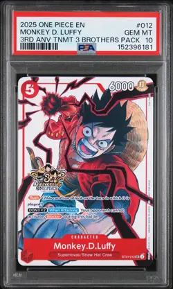 2025 ONE PIECE 3RD ANNIVERSARY TOURNAMENT 3 BROTHERS PACK MONKEY D. LUFFY PSA 10 - Image 1