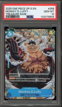 One Piece CCG Monkey.D.Luffy Treasure Rare OP11-058 PSA 10 Gem Mint - Image 1