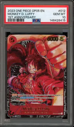 One Piece CCG Monkey.D.Luffy 1st Anniversary ST01-012 PSA 10 Gem Mint - Image 1