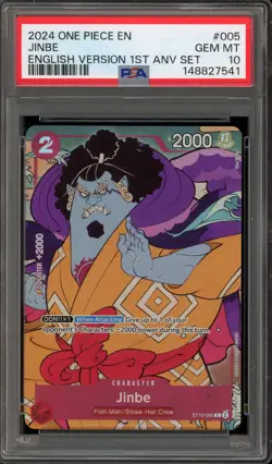 One Piece CCG Jinbe 1st ANV Set English Version ST10-005 PSA 10 Gem Mint - Image 1