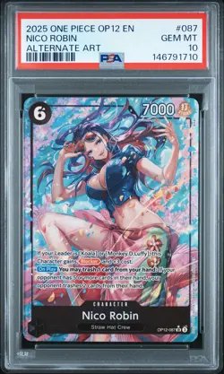 2025 ONE PIECE OP12-LEGACY OF THE MASTER ALTERNATE ART #087 NICO ROBIN PSA 10 - Image 1